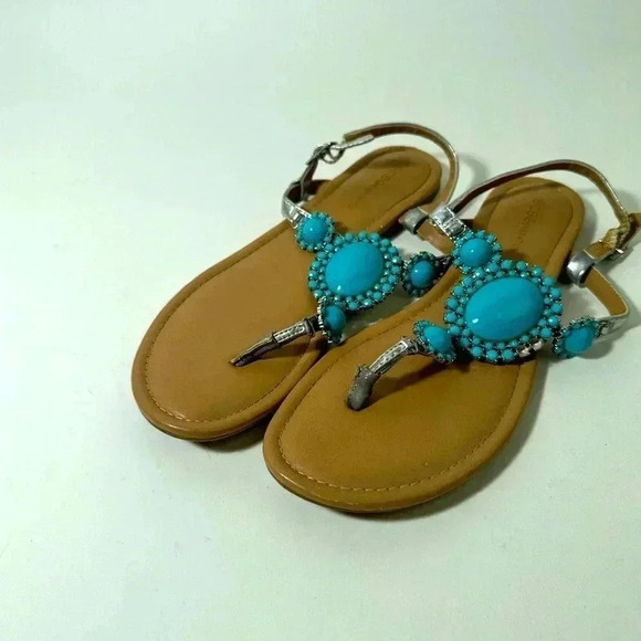 BCBGeneration Thong Turquoise Silver Thong Sandals - Picture 2 of 7
